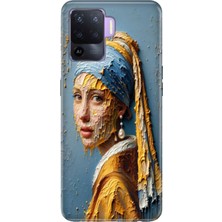 Senada Oppo Reno 5 Lite Kılıf Desenli Baskılı Tpu Rubber Kapak Inci Küpeli