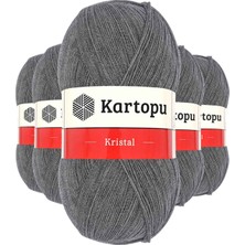 Marsilyan 5 Adet Kristal Çift Katlı El Örgü Lif Ipi Orta Gri K1002