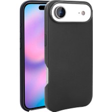 Zore iPhone 17 Air Kılıf M-Safe Şarj Özellikli Pu Deri Görünümlü Vlmt Kupra Kapak - Siyah