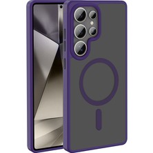 Zore Galaxy S25 Ultra Kılıf M-Safe Şarj Özellikli Mat Arka Yüzey Vlmt Sio Kapak - Derin Mor