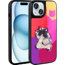 Zore Apple iPhone 15 Kılıf Parlayan Kabartmalı Ikonik Figürlü Vlmt Amas Silikon Kapak-Mor