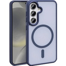 Zore Galaxy S24 Kılıf Magsafe Şarj Özellikli Mat Arka Yüzey Vlmt Sio Kapak-Lacivert