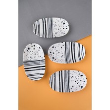 Tabak Evi Porselen Sidereal Oval Kayık Tabak 19X11X2,50CM 4 Parça