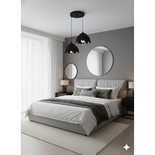 Globelux Lotus Görünümlü Modern ve Şık 2 Li Avize Siyah( Ampul Hediyeli)