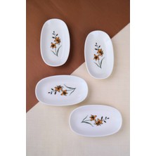 Tabak Evi Porselen Azelya Oval Kayık Tabak 15X8,5X2CM 4 Parça
