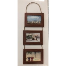 Lebron Ipli Ahşap 3'lü  Fotoğraf Çerçevesi Koyu Renk