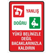 Iş Güvenliği Uyarı Levhası 24X34 Cm. (Yükü Belinizle Değil Bacaklarınızla Kaldırın) (İG034)