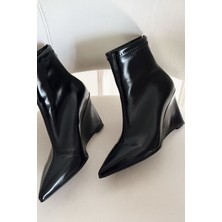 I Love Shoes Valoti Kadın Dolgu Topuklu Bot Siyah Mat Deri