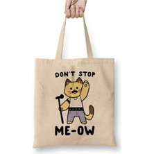 Toyaso Don't Stop Me-Ow Kpop Cats Kedi Beyaz Bez Çanta Uzun Saplı Alışveriş Çantası Plaj Çantası