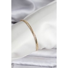 Clariss 14K Gold Renk Kaplama Lazer Ezme Zincir Model cm Kadın Bileklik