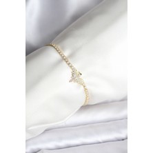 Clariss Anka Kuşu Model Zirkon Taşlı Gold Renk Pirinç Su Yolu Kadın Bileklik