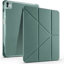 iPad Pro 13 2025 M5 Kılıf Zore Tri Folding Kalem Bölmeli Standlı Kılıf - Koyu Yeşil