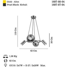Storemax Tıerra 2+2 Kobalt Avize 2XGU10+2XE27