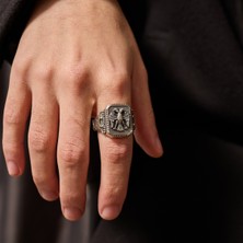 Umut Silver Çift Başlı Kartal Modeli 925 Ayar Gümüş Erkek Yüzük