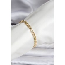 Clariss 14K Gold Renk Kaplama Lazerli Zincir Model cm Kadın Bileklik