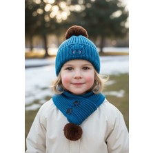 Atkı Bere Takim 4-8 Yaş Erkek Çocuk Mavi