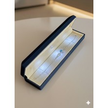 Ada Life Gümüş (Premium Işıklı Kutulu) 925 Ayar Gümüş Mavi Taşlı Pırlanta Kalp Model Kadın Bileklik