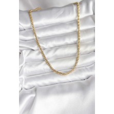 14K Gold Renk Kaplama Boru Zincir Model cm Kadın Kolye - Bamido