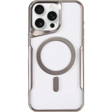 Marsilyan  iPhone 15 Pro Kılıf Boyi Magsafe Silikon Kapak - Gümüş