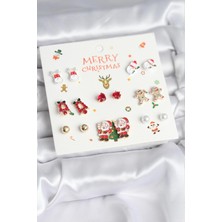 Skygo Yılbaşı Temalı Karışık Model 8 Çift Yılbaşı Temalı Kadın Küpe Seti - TJ-BKP11399