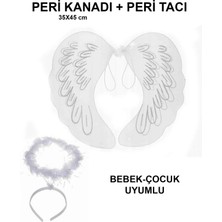 Mercansa Beyaz Dantel Tüllü Peri Kanadı ve Peri Tacı Seti 45X40 cm