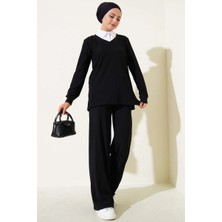 Ezel Glory Gömlek Yaka Fitilli Salaş Ikili Takım Siyah T4300