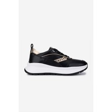 Valmenti Kadın Hakiki Deri Siyah Sneakers & Spor Ayakkabı 04 401 Bn Ayk SK25-26 Syh/lıght Gold
