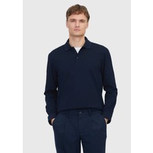 Ramsey Lacivert Düz Polo Yaka %100 Pamuk T-Shirt