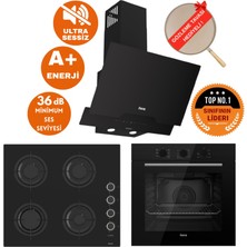 Ferre Flowart&silentart Almeria Sessiz Siyah Ankastre  Set ( D063-SA + QBL62CS +CS205-FA Flameart )