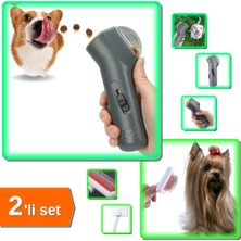 Hereveoyuncak Kedi ve Köpekler Için Hazneli Mama Fırlatma Oyuncağı + Paslanmaz Tüy Tarama Fırçası - 2li Set Y2L5K0