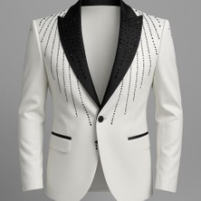 Plus Scorpion Erkek Siyah Taş Detaylı Saten Yaka Blazer Ceket – Özel Tasarım Şık Damatlık & Gece Kombini