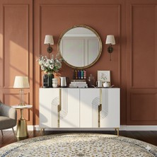 Ceneyra KA1208BG - Meyra Konsol, Kahve Köşesi ve Tv Sehpası 120CM Beyaz-Gold