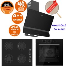 Ferre Flowart&silentart Vıllareal Sessiz Siyah Ankastre  Set (D080-SA + QBL62CS +CS205-FA Flameart)