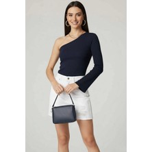 Ezel Glory Tek Omuzlu Basic Bluz Lacivert T4275