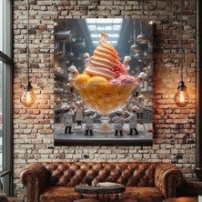 Özkacar Group Dondurma Yapan Chefler V3 Cafe Restorant Dükkan Dekarasyon Kanvas Tablo