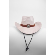 Kapin Süet Ipli Kovboy Fötr Şapka - Vizon