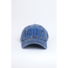 Kapin 1907 Kanarya Yazılı Nakışlı Eskitme Premium Unisex Şapka - Mavi Lacivert