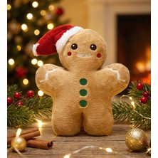 Pabtex Şapkalı Kurabiye Adam Peluş Yastık – Yılbaşı Iç Mekân Süslemesi