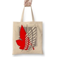 Toyaso Attack On Titan Angel Logo Beyaz Bez Çanta Uzun Saplı Alışveriş Çantası Plaj Çantası