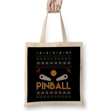 Toyaso Retro Ugly Christmas Sweater Arcade Pinball Design Beyaz Bez Çanta Uzun Saplı Alışveriş Çantası