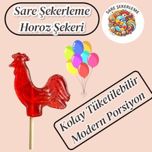 Sare Şekerleme Horoz Şekeri (36'lı) Kutu Kırmızı Renk Karışık Meyve Aromalı Ahşap Saplı (12 Gr)