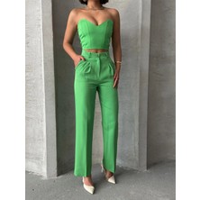 Ezel Glory Palazzo Pantolonlu Alt Üst Takım Yeşil