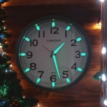 Bahat Fosforlu Karanlıkta Parlayan Küçük Çocuk Odası Yeşil Duvar Saati Çap 22 cm