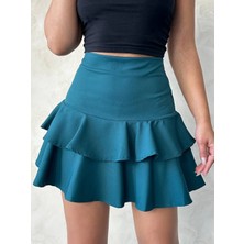 Ezel Glory Valonlu Fırfırlı Etek Yeşil S24681