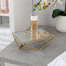 Storemax Home Details Ayaklı Geometrik Makyaj Aynası, Yatay Veya Dikey, Makyaj ve Tıraş Kullanımı, Masa Üstü, Saten Altın