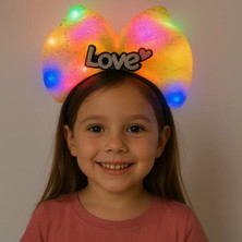 Arthurs LED Işıklı Love Yazılı Sarı Fiyonk Taç – Kız Çocuk Parti Tacı