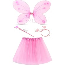 Arthurs Toz Pembe Kelebek Kostümü - Toz Pembe Kelebek Kostüm Aksesuar Seti 4 Parça