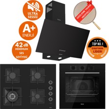 Ferre Flowart&silentart Mıu Sessiz Siyah Ankastre  Set ( D086-SA + QBL62CS + SC405-WFA Wok )