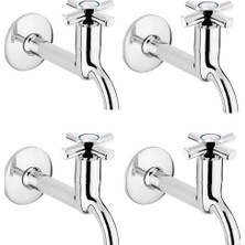 Mercansa 4lü Artı Aç Kapa 4 Kollu Krom Çevirveli Musluk Duvardan Tek Girişli