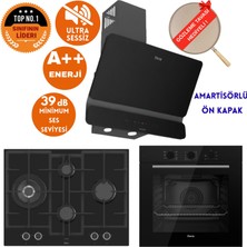 Ferre Flowart&silentart Sevılla Sessiz Siyah Ankastre  Set ( D063-SA + QBL62CS + ED075-WFA Wok )